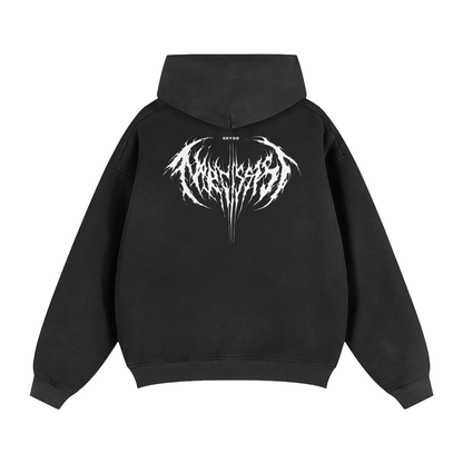 Gothic Dark Style Zip-Through Boxy Hoodie