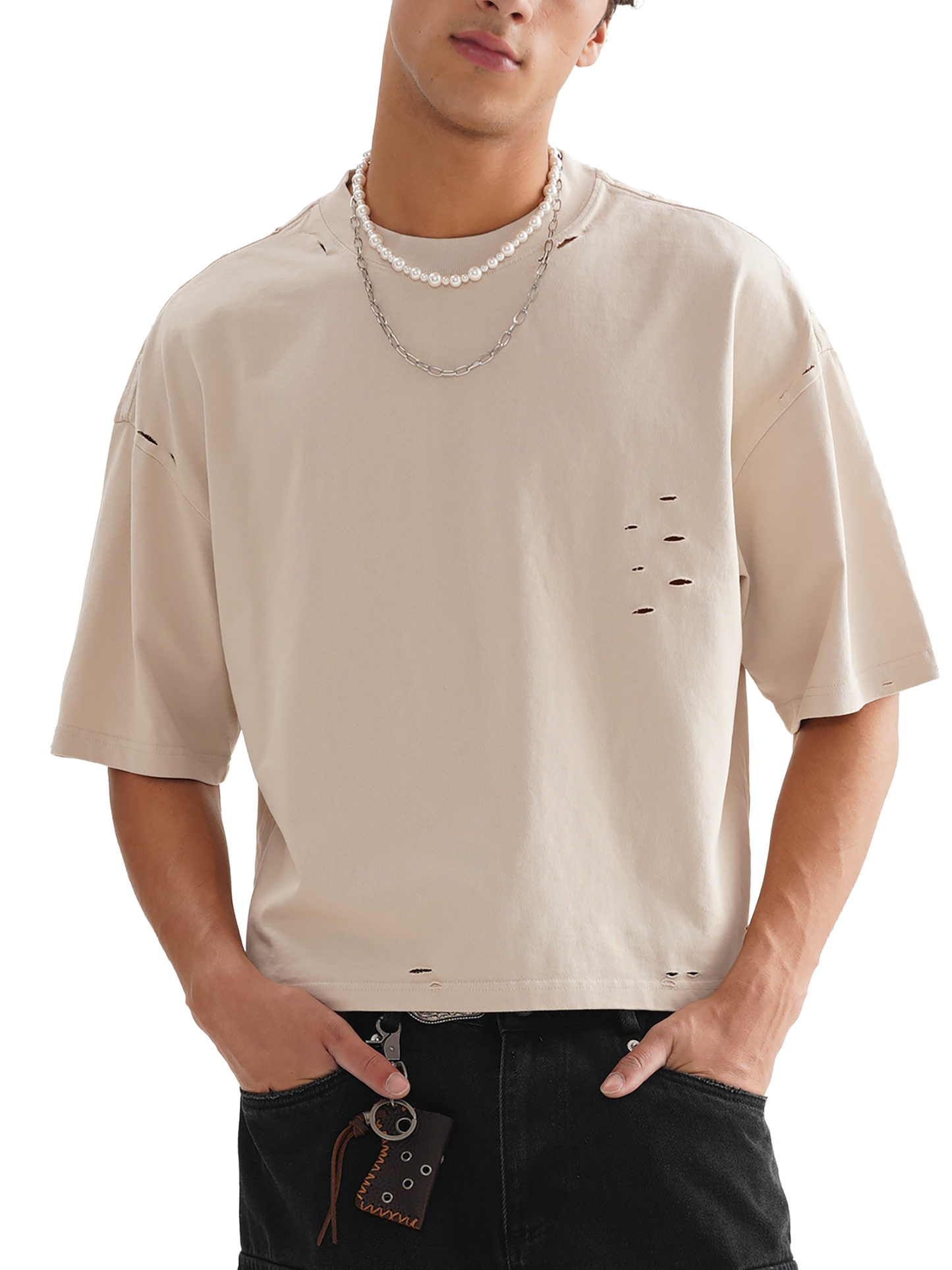 CR7 Frayed Boxy Tee | Blank Front