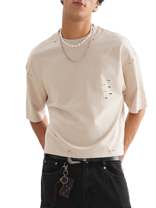 CR7 Frayed Boxy Tee | Blank Front